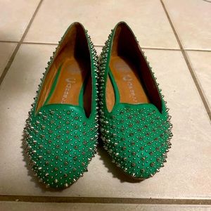 Jeffrey Campbell Martini Spiked Flats. Green.